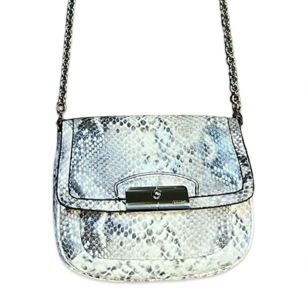 Coach Kristin Python-Embossed Metallic Leather Crossbody Purse / Clutch - Picture 2 of 10